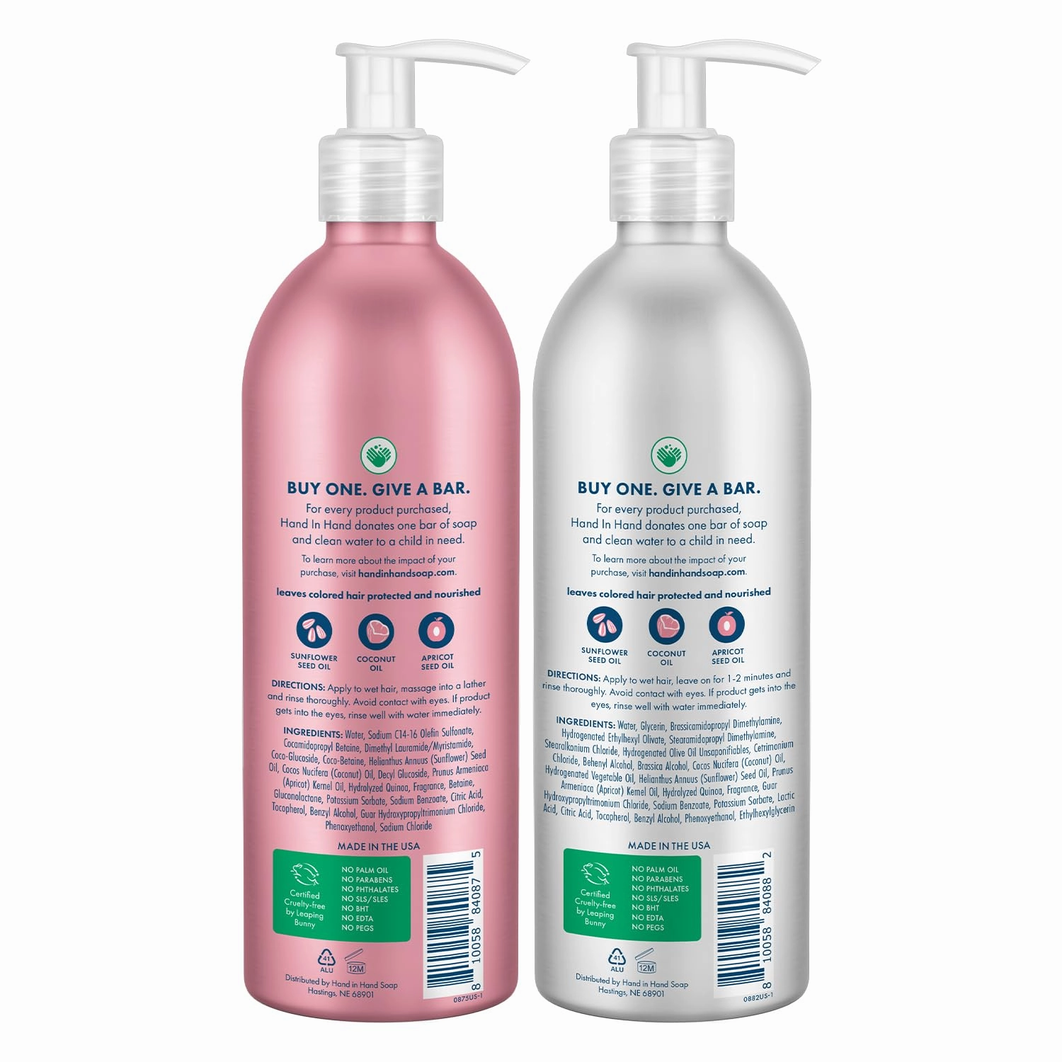 Hand in Hand Cactus Blossom Shampoo & Conditioner For All Hair Types, Bergamot & Crisp Basil, Sulfate and Paraben free, 12 Fl. Oz