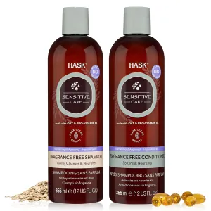 HASK SENSITIVE CARE Shampoo   Conditioner Set - Fragrance & Paraben Free, Vegan, Color Safe, Gluten & Sulfate Free, Cruelty-Free