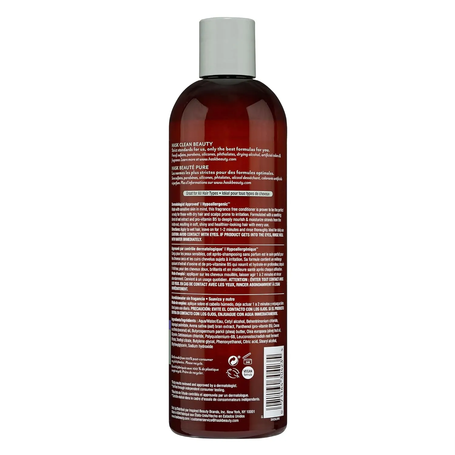 HASK SENSITIVE CARE Shampoo   Conditioner Set - Fragrance & Paraben Free, Vegan, Color Safe, Gluten & Sulfate Free, Cruelty-Free