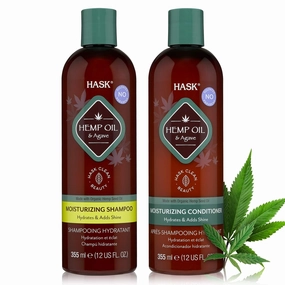 HASK HEMP Hydrating Shampoo   Conditioner Set for All Hair Types, Color Safe, Gluten-Free, Sulfate-Free, Paraben-Free, Cruelty-Free - 1 Shampoo and 1 Conditioner