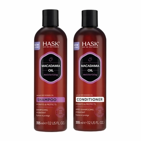 HASK MACADAMIA OIL Moisturizing Shampoo   Conditioner Set for All Hair Types, Color Safe, Gluten-Free, Sulfate-Free, Paraben-Free, Cruelty-Free - 1 Shampoo and 1 Conditioner