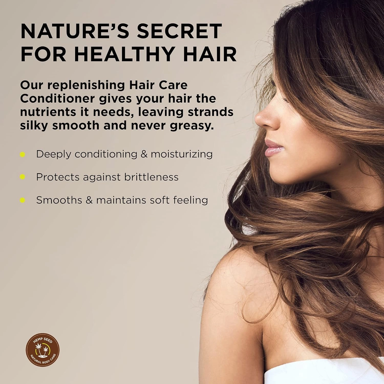 Hemp Hair Conditioner - 8 oz - With Hemp Seed Oil, Coconut Oil & Vitamin E - Keeps Hair Soft & Smooth - Vegan, Cruelty-Free