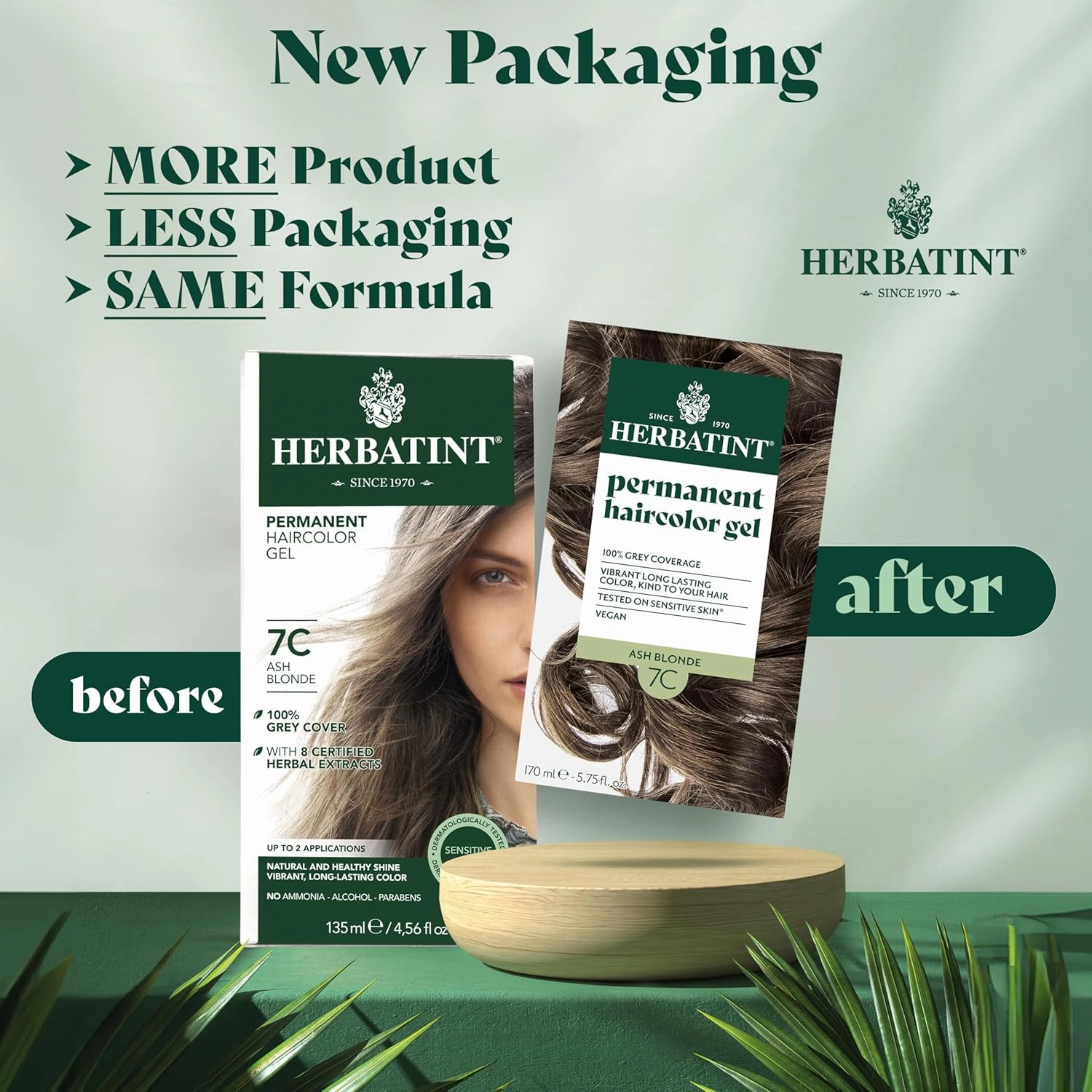 Herbatint Permanent Hair Dye For Women - 7C Ash Blonde - For Up To 100% Gray Coverage of Resistant Gray Hair - Ammonia-Free, Alcohol-Free & Vegan - Salon Influenced Hair Color 5.75 fl oz