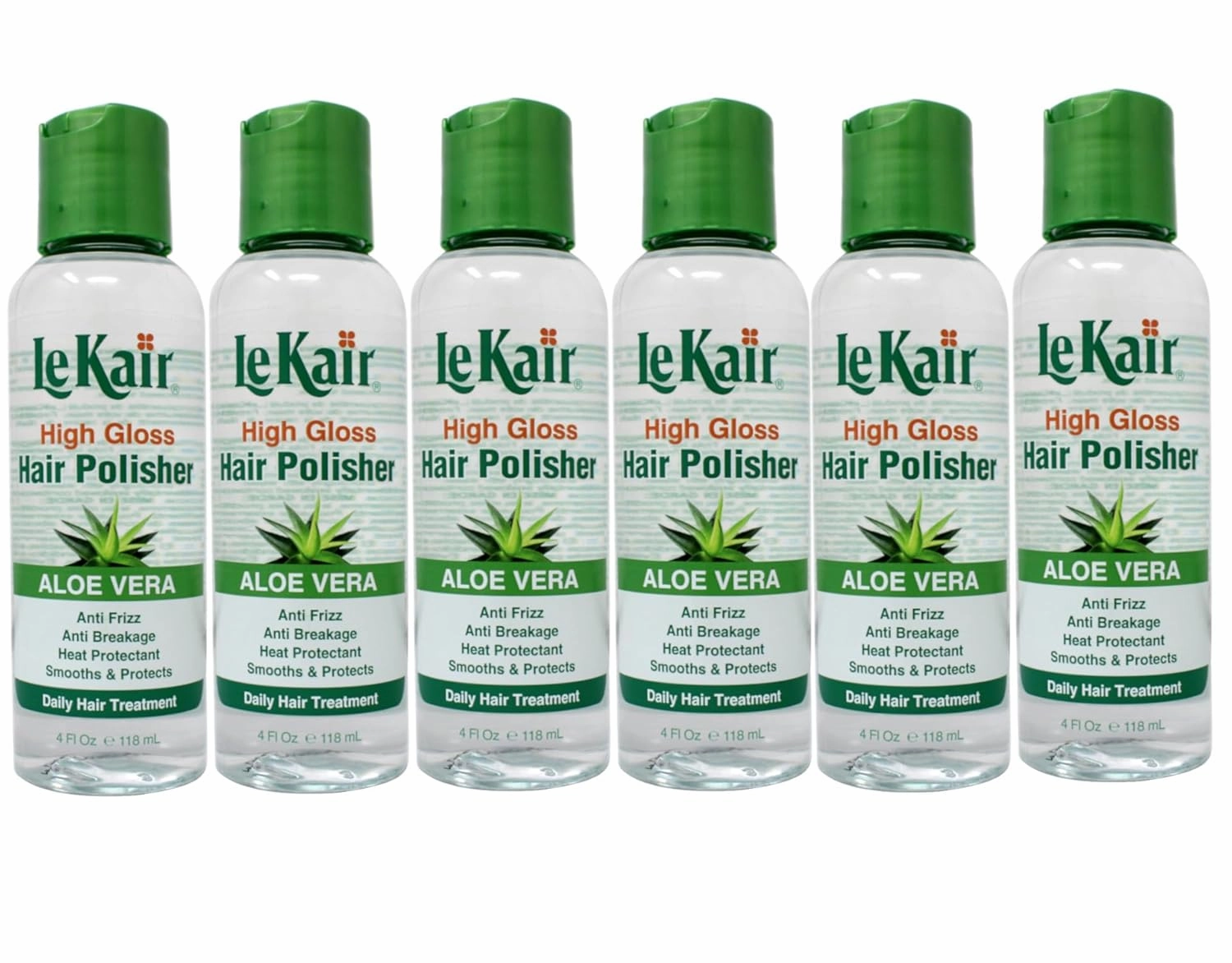 High Gloss Hair Polisher with Aloe Vera, Anti Frizz, Anti Breakage, Heat Protectant, Smooths & Protects Daily Hair Treatment 4 fl. Oz - 6 Pack