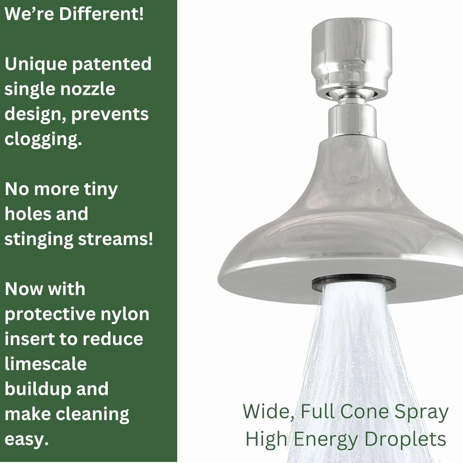 High Sierra Showerheads® - HALF DOME® Solid Metal 2.0 GPM Rain Shower, High Pressure Shower Head, Pattented Nozzle Never Clogs - Brushed Nickel Finish