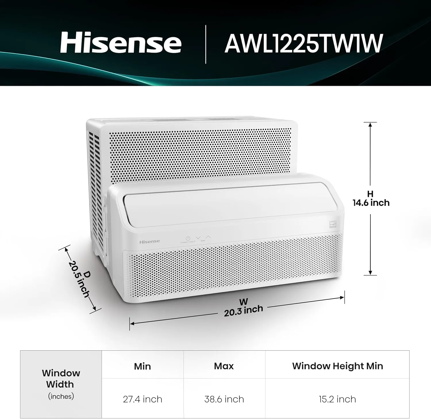 Hisense AWL1225TW1W Window Air Conditioner, 12,000 BTU, White