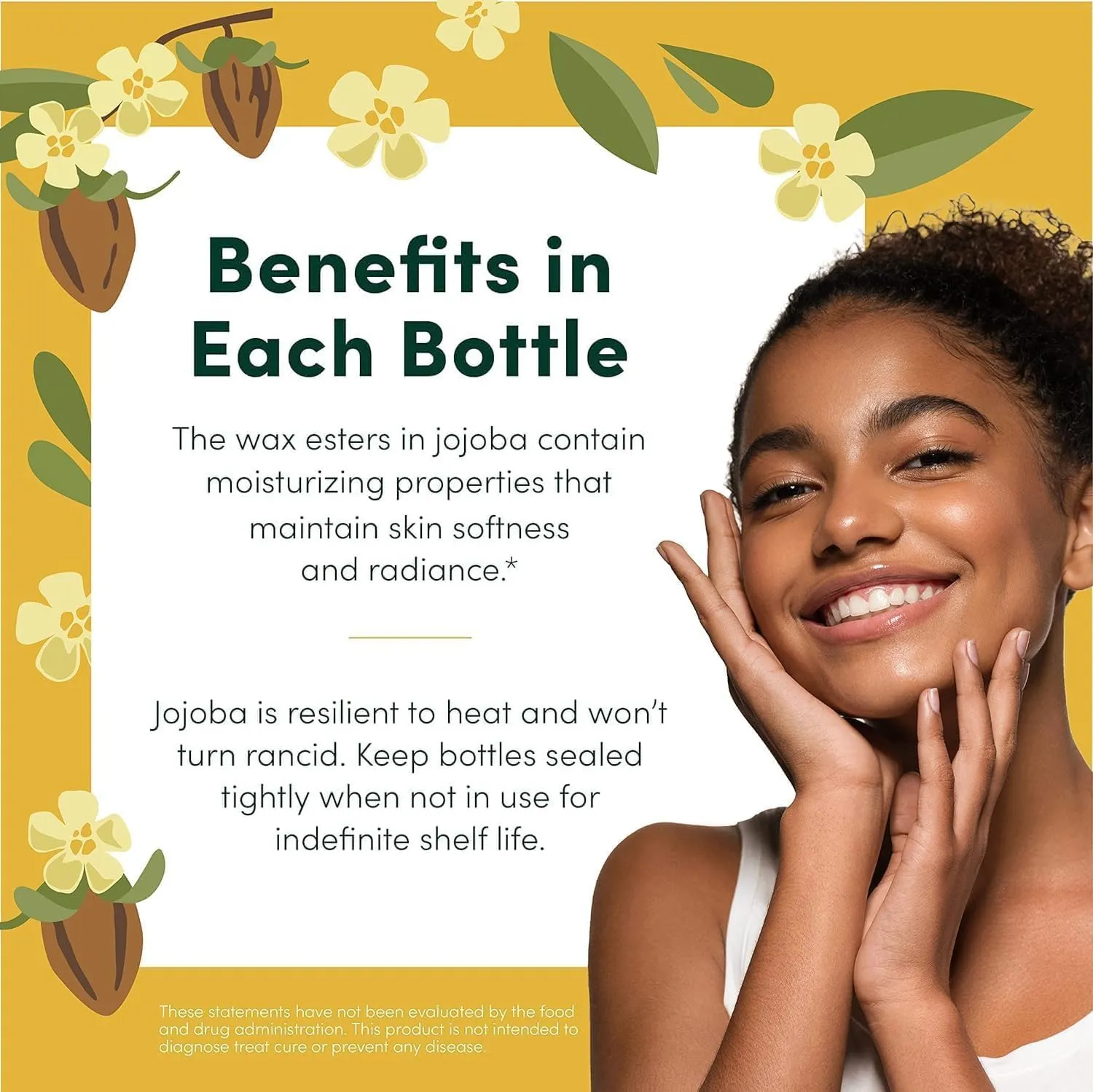 HobaCare 100% Pure, Unrefined Organic Jojoba Oil for Skin & Nails - Moisturizing Body Oil & Face Moisturizer for Dry Skin - Natural Treatment for Hair & Beard Care (8.45 fl oz)