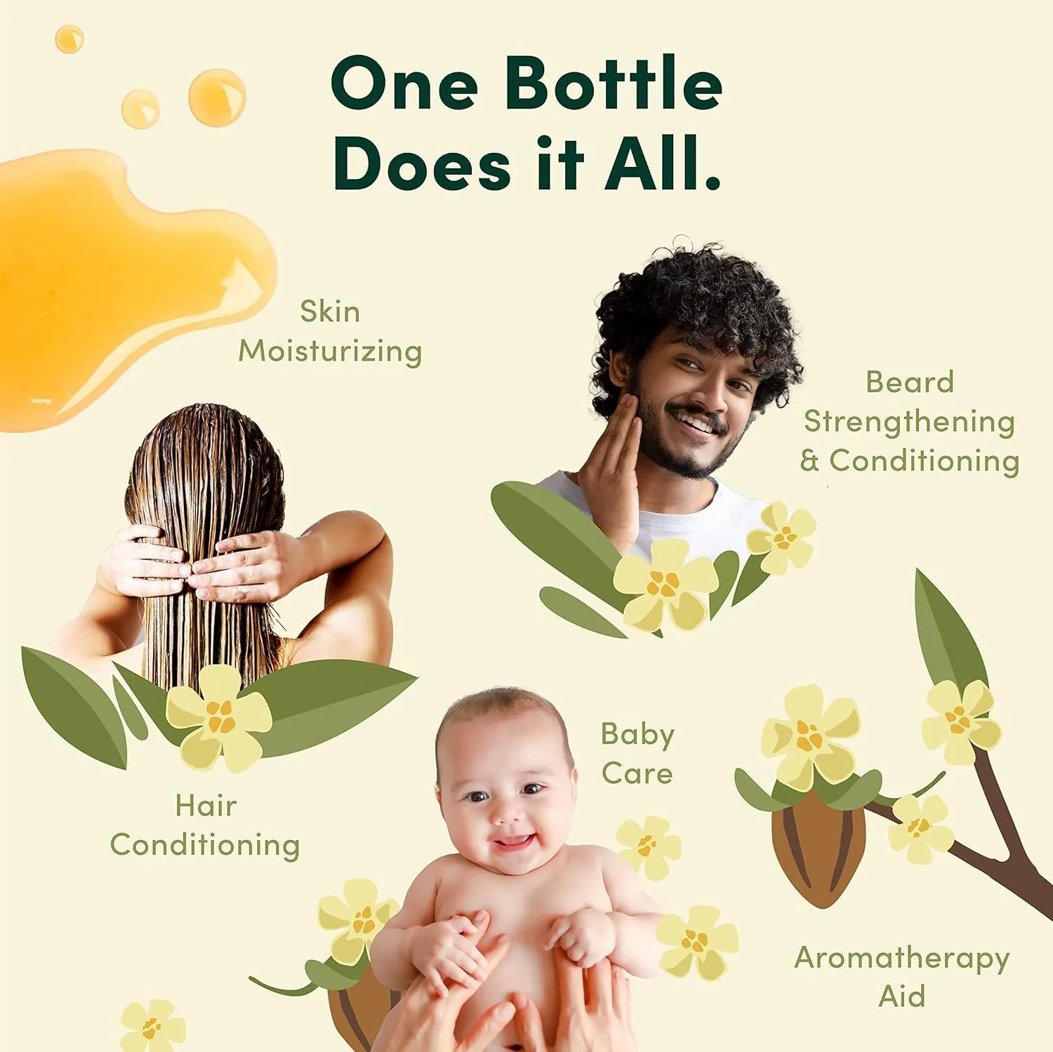 HobaCare 100% Pure, Unrefined Organic Jojoba Oil for Skin & Nails - Moisturizing Body Oil & Face Moisturizer for Dry Skin - Natural Treatment for Hair & Beard Care (8.45 fl oz)