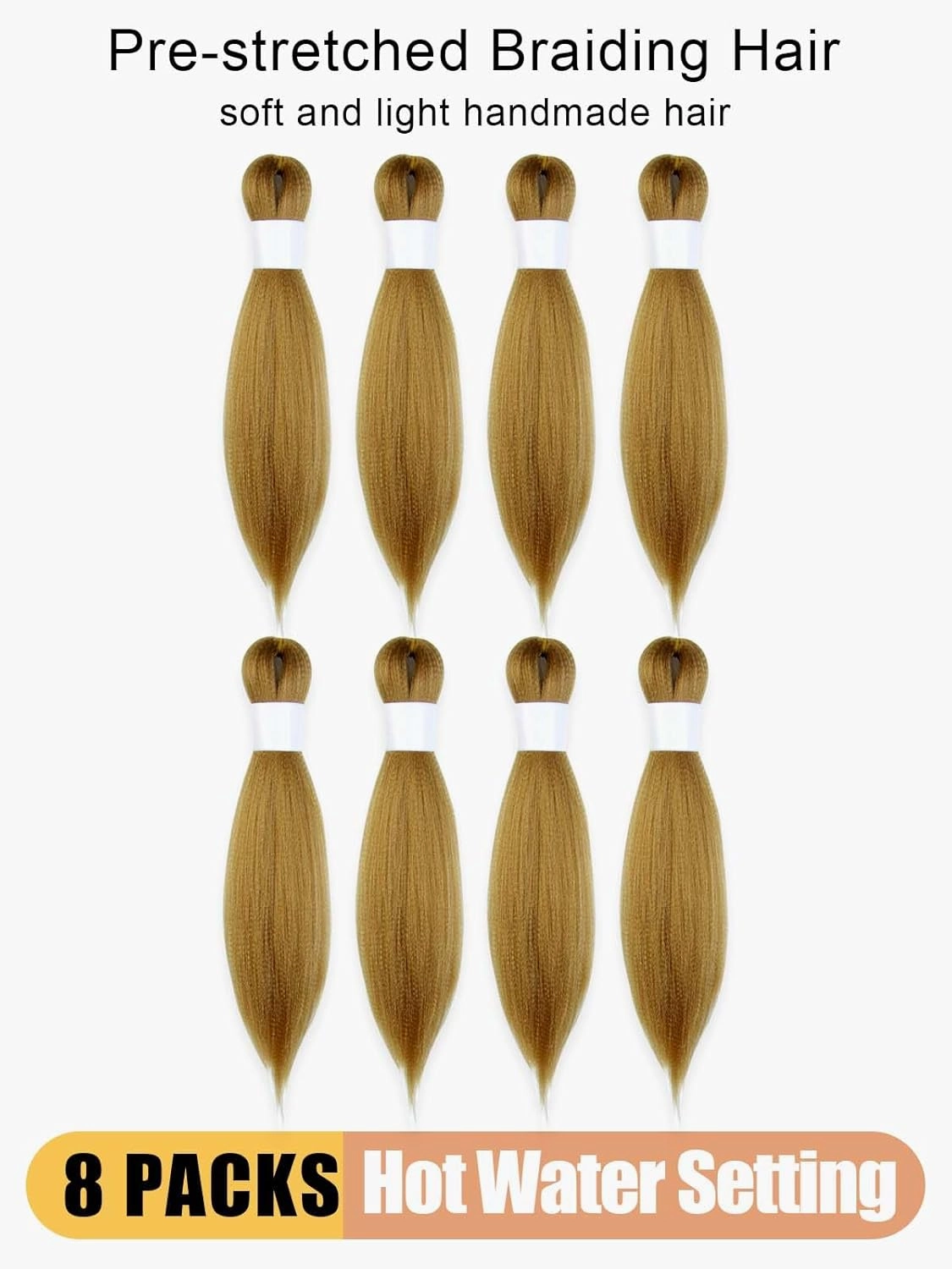 Honey Blonde Braiding Hair 12 Inch Pre Stretched Hair Short Straight Crochet Braids Yaki Texture Synthetic Fiber 8 Packs (27#/Honey Blonde)
