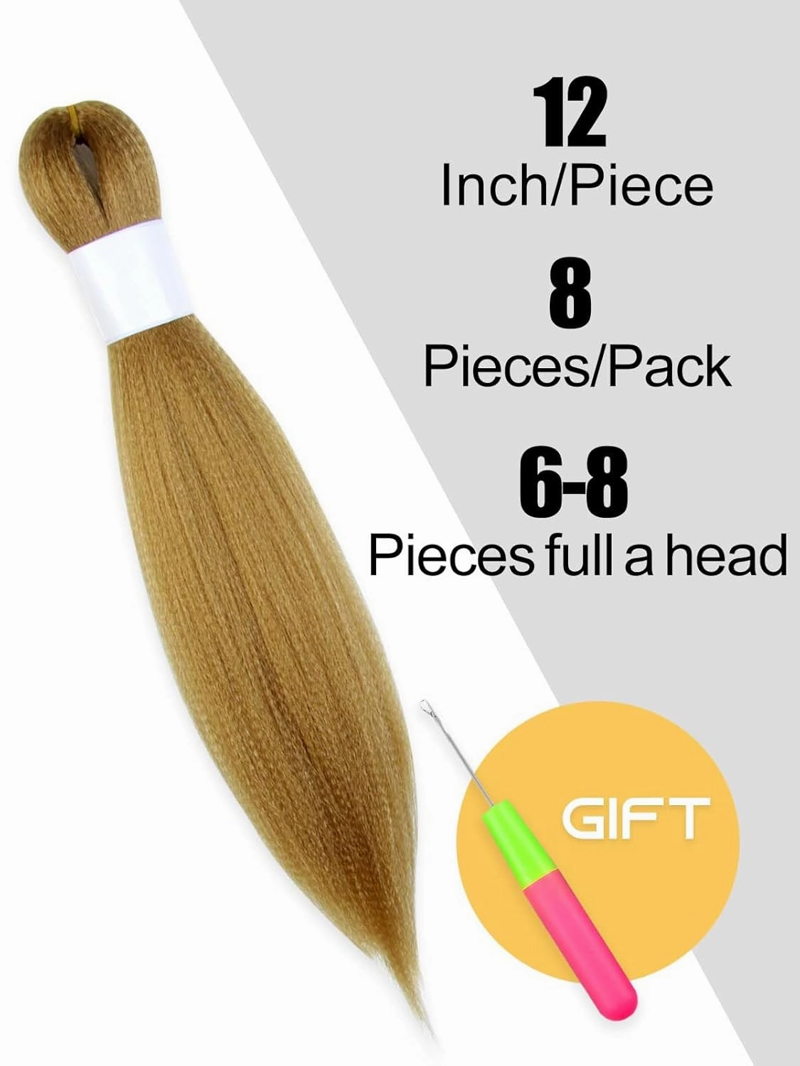 Honey Blonde Braiding Hair 12 Inch Pre Stretched Hair Short Straight Crochet Braids Yaki Texture Synthetic Fiber 8 Packs (27#/Honey Blonde)