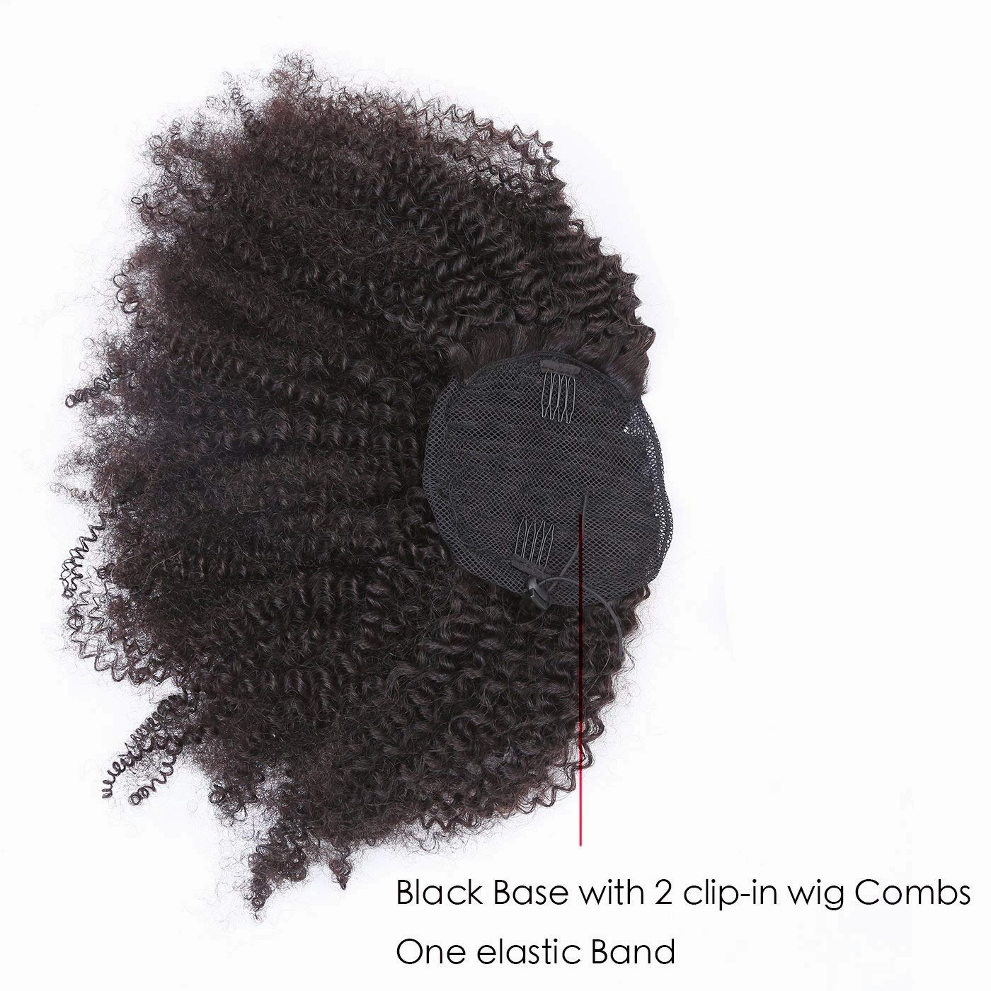 Human Hair Ponytail Extensions Yaki Afro Kinky Straight Curly Ponytail Wrap Drawstring Human Hair Natural Black Color Hairpiece with Clip in Binding Pony Tail (14 Inch, Afro Kinky)