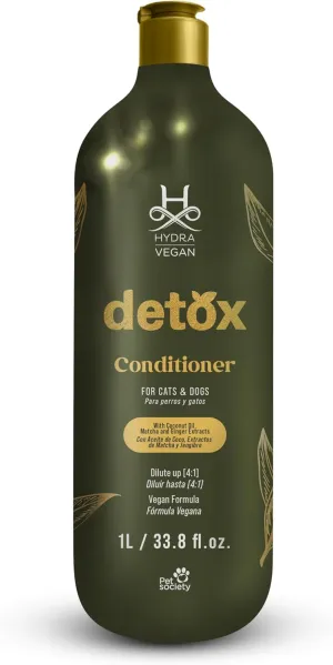 Hydra Vegan Detox Conditioner for Dogs and Cats with Hydrating Coconut Oil, Matcha, and Ginger Extracts, 33.8-Ounce Bottle