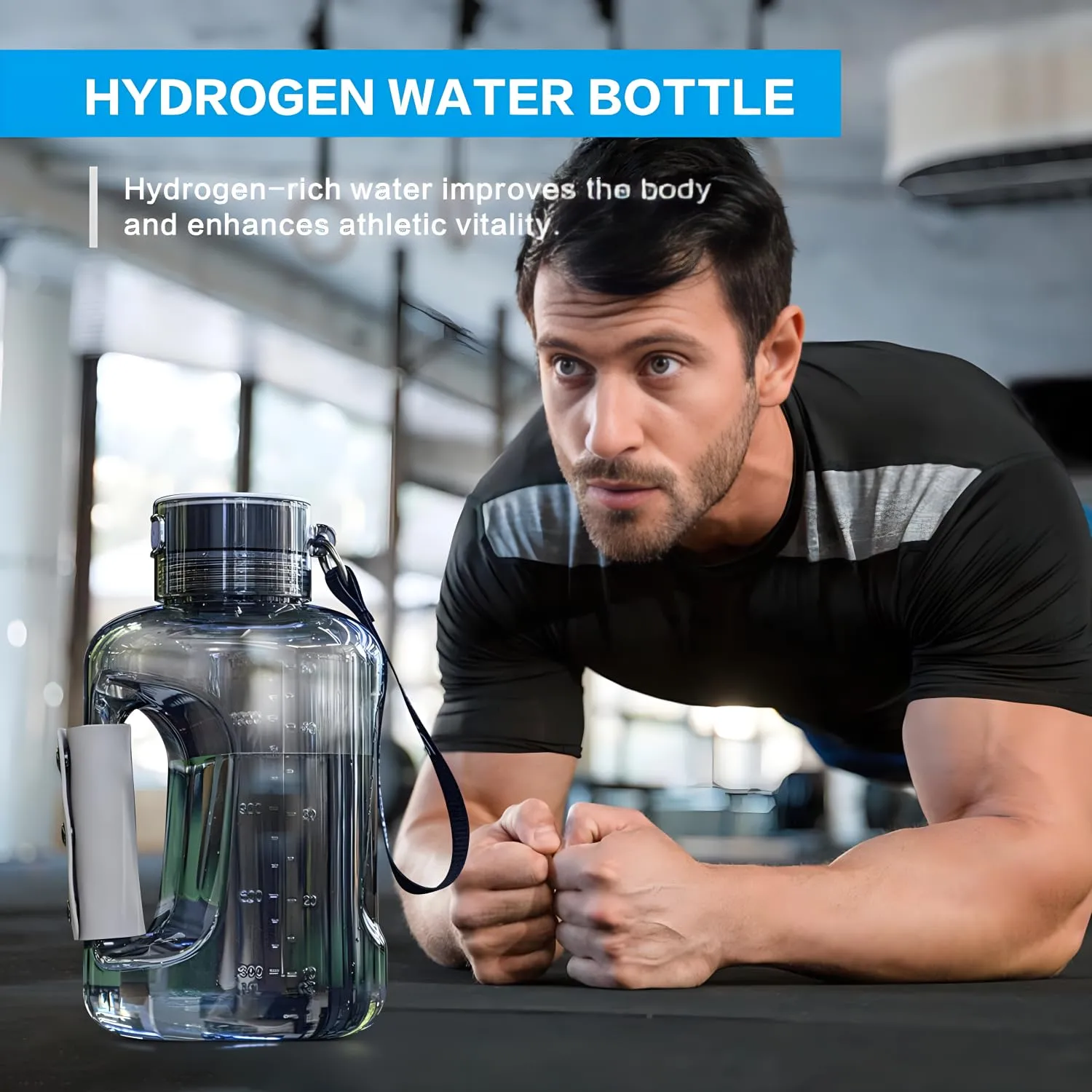 Hydrogen Water Bottle Generator 1.5L High-Capacity, USB Portable Hydrogen Water Machine, Hydrogen Water Ionizer Cup, Sports Water Bottle with SPE/PEM Technology (Grey)