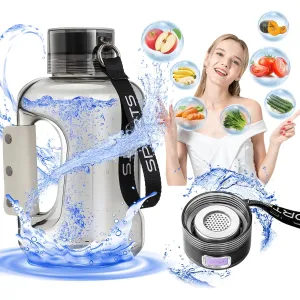 Hydrogen Water Bottle Generator 1.5L High-Capacity, USB Portable Hydrogen Water Machine, Hydrogen Water Ionizer Cup, Sports Water Bottle with SPE/PEM Technology (Grey)