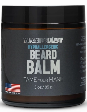 Hypoallergenic Beard Balm for Men - Nut Free and 100% Natural Formula Balm, Mustache Wax for Men with Light Styling Hold, Mens Natural Beard Softeners Oils - Made from Seed-Based Oil (Woodsman)