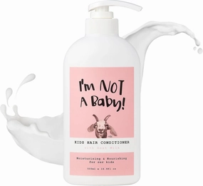 I'm NOT A Baby! Kids Hair Conditioner, Dermatologist Tested, Allergen-Free, Zero Silicon, Goat Milk & Shea Butter, PETA Cruelty-Free, Gentle, 16.9 Fl Oz
