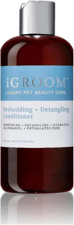 iGroom Deshedding & Detangling Dog Conditioner, Luxury Pet Beauty Care, Loosen Tangles   Unwanted Undercoat, Adds Shine   Volume, Made in USA (16 OZ)