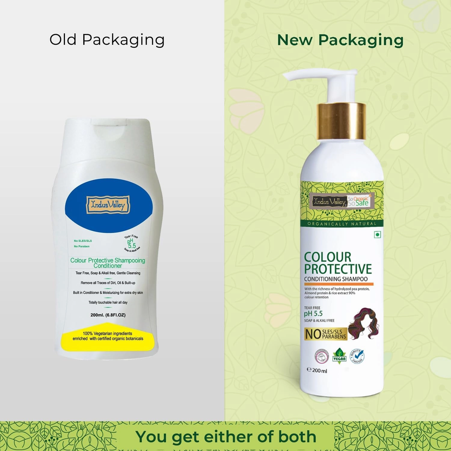 INDUS VALEY Colour Protective Organic Shampoo With Conditioner Tear free, Soap & Alkali Free (No Parabens, Ph 5.5) Natural Ingredients Like Soya Bean & Honey - (200ml).