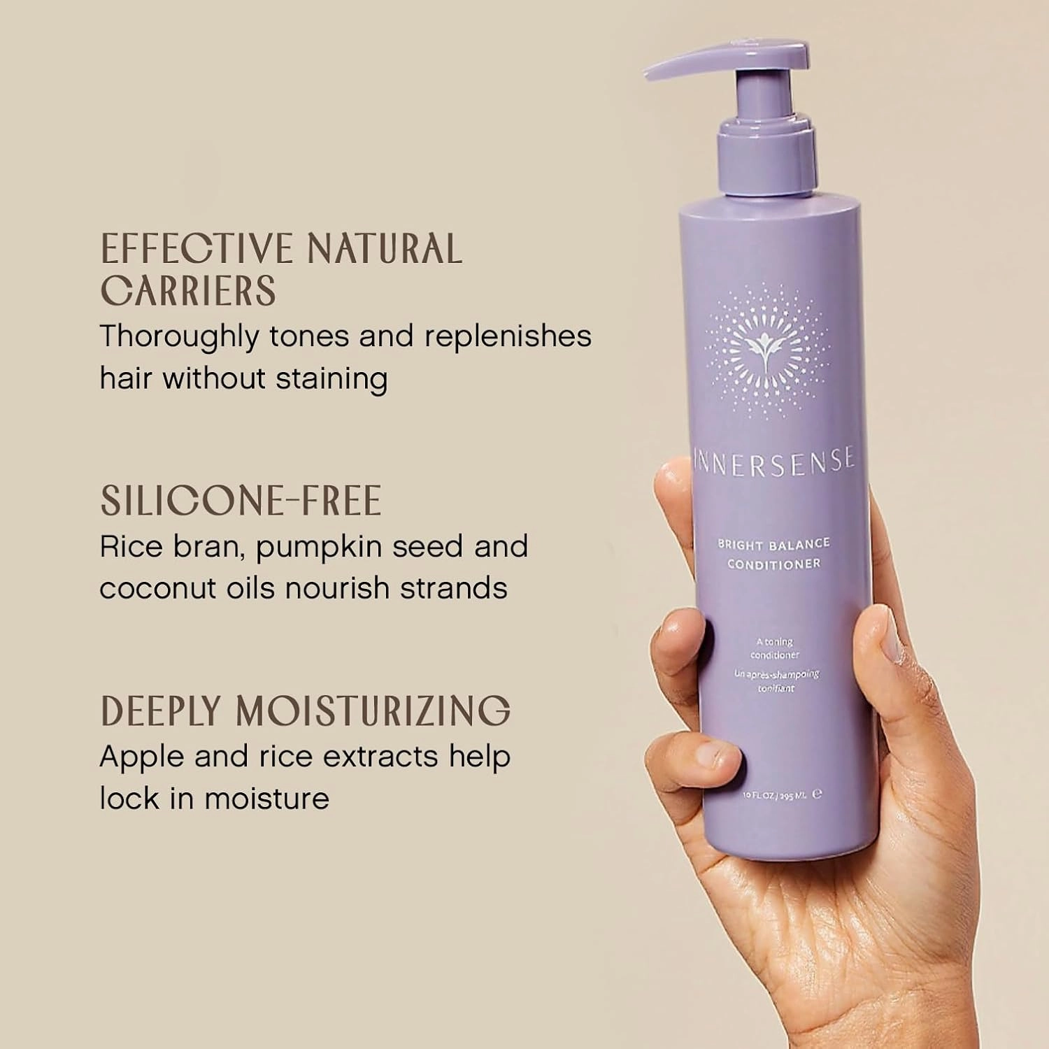 INNERSENSE Organic Beauty - Bright Balance Purple Toning Conditioner | Coconut   Pumpkin Seed Oil to Nourish   Moisturize Light   Gray Hair | Non-Toxic, Cruelty-Free | Paraben Free (32 fl oz | 946 ml)