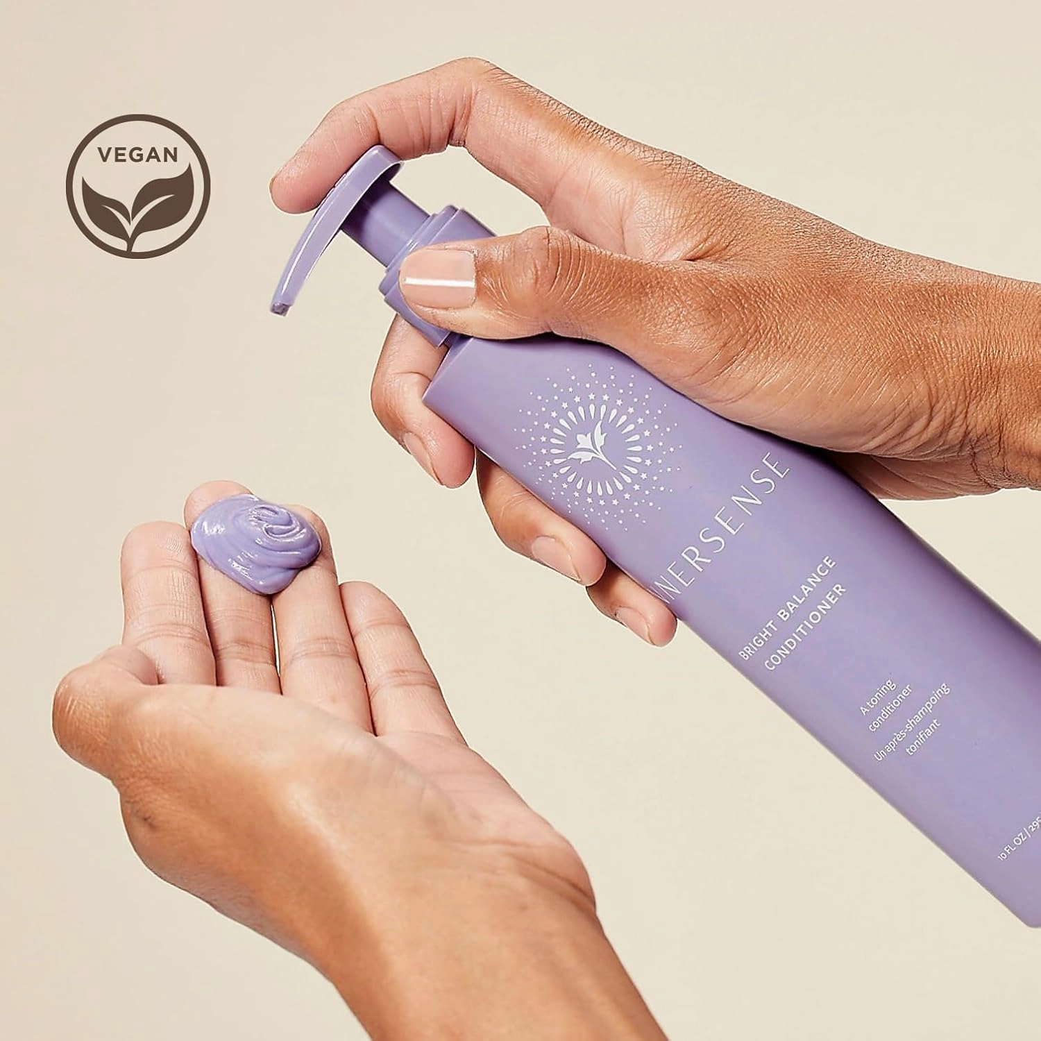 INNERSENSE Organic Beauty - Bright Balance Purple Toning Conditioner | Coconut   Pumpkin Seed Oil to Nourish   Moisturize Light   Gray Hair | Non-Toxic, Cruelty-Free | Paraben Free (32 fl oz | 946 ml)
