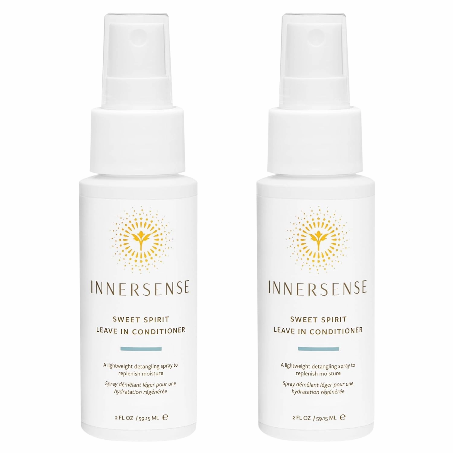 INNERSENSE Organic Beauty - Natural Sweet Spirit Leave-In Conditioner | Detangling, Hydrating, Smoothing | Non-Toxic, Cruelty-Free, Clean Haircare (2 Pack - 2 fl oz | 59.1 mL each)