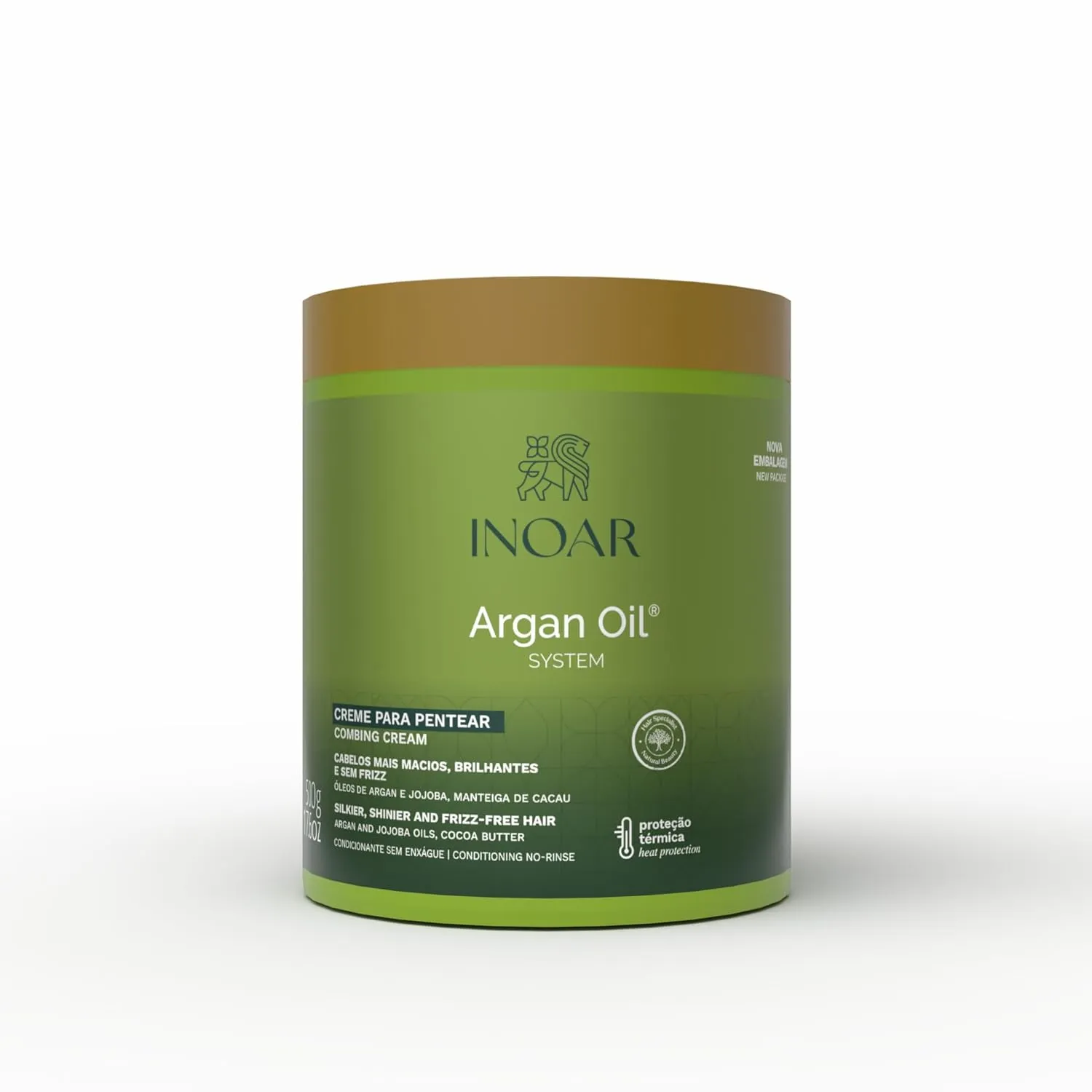 INOAR Argan Oil Combing Cream Creme de Pentear with Jojoba & Cocoa Butter for Deep Hydration & Smoothing, 17.6 Fl Oz