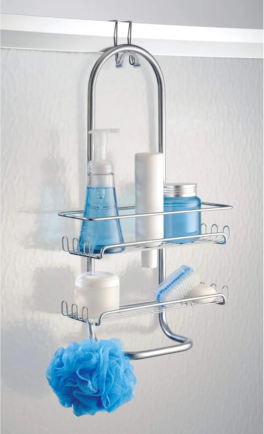 InterDesign Classico Jumbo Bathroom Caddy – Shower Storage Shelves for Shampoo, Conditioner and Soap, Silver