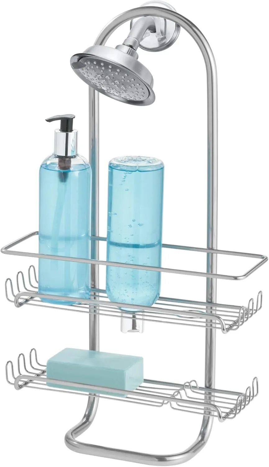 InterDesign Classico Jumbo Bathroom Caddy – Shower Storage Shelves for Shampoo, Conditioner and Soap, Silver