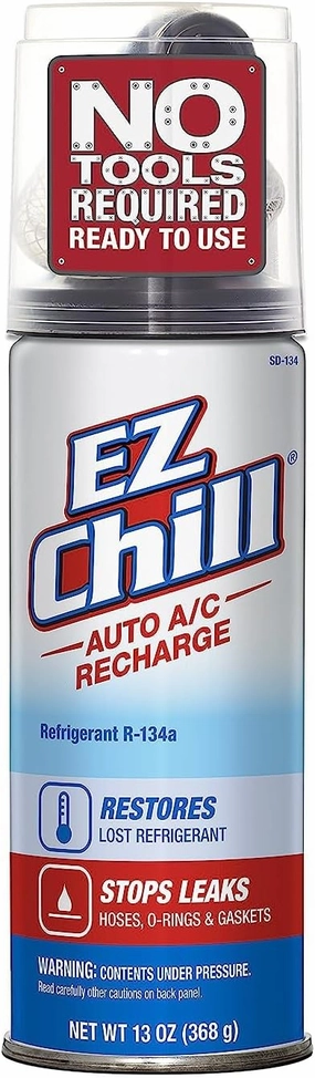 InterDynamics EZ Chill Car Air Conditioner Refrigerant Stop Leak Kit in O Rings, Hoses and Gaskets, Restores Lost Refrigerant , Includes Disposable Recharge Hose, 13 Oz