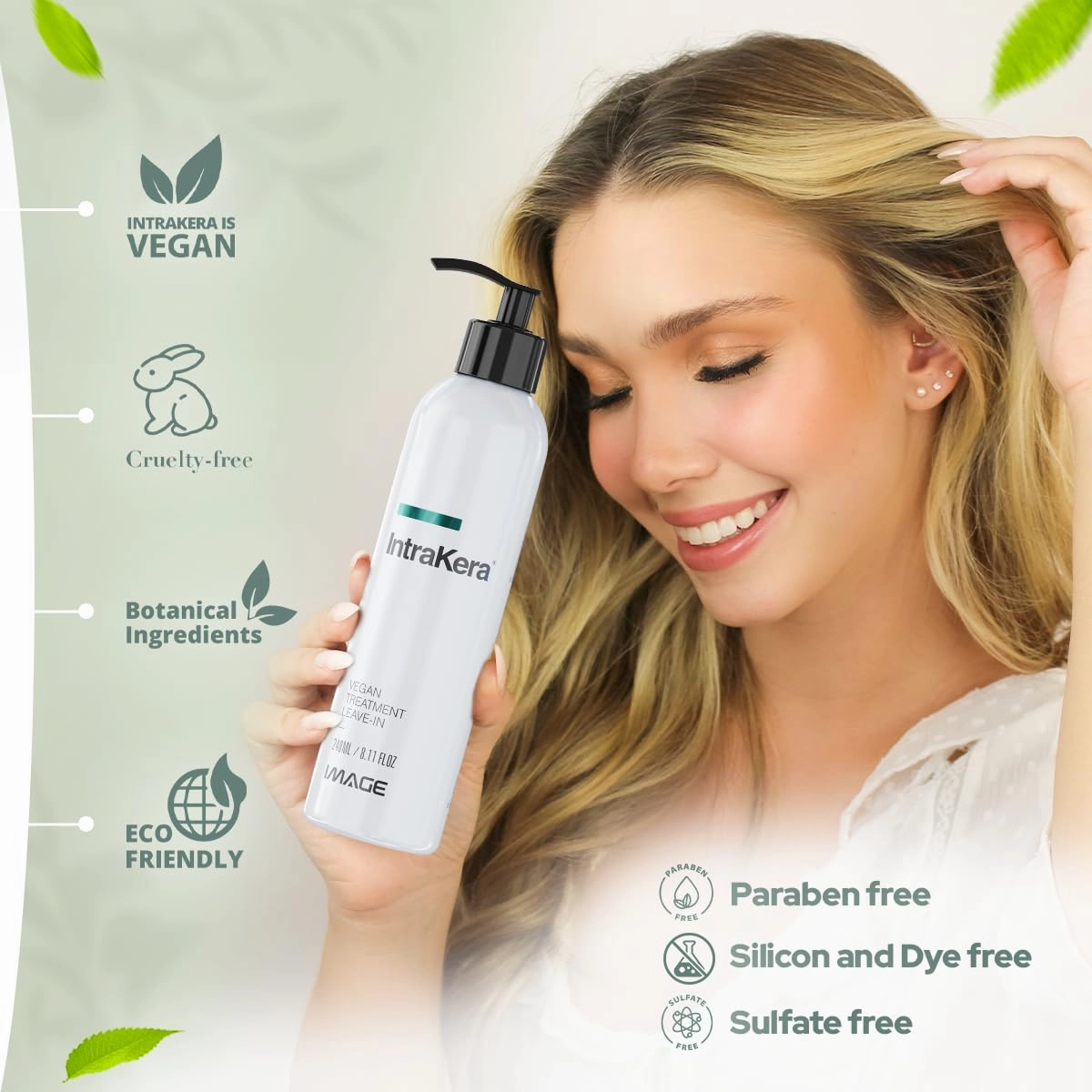 Intrakera Leave-In Conditioner for Frizzy, Curly, and Straight Hair - Stop Washing your Hair Every Day - Keratin Replenisher - Detangler for Dry or Damaged Hair (8.11 Fl Oz)