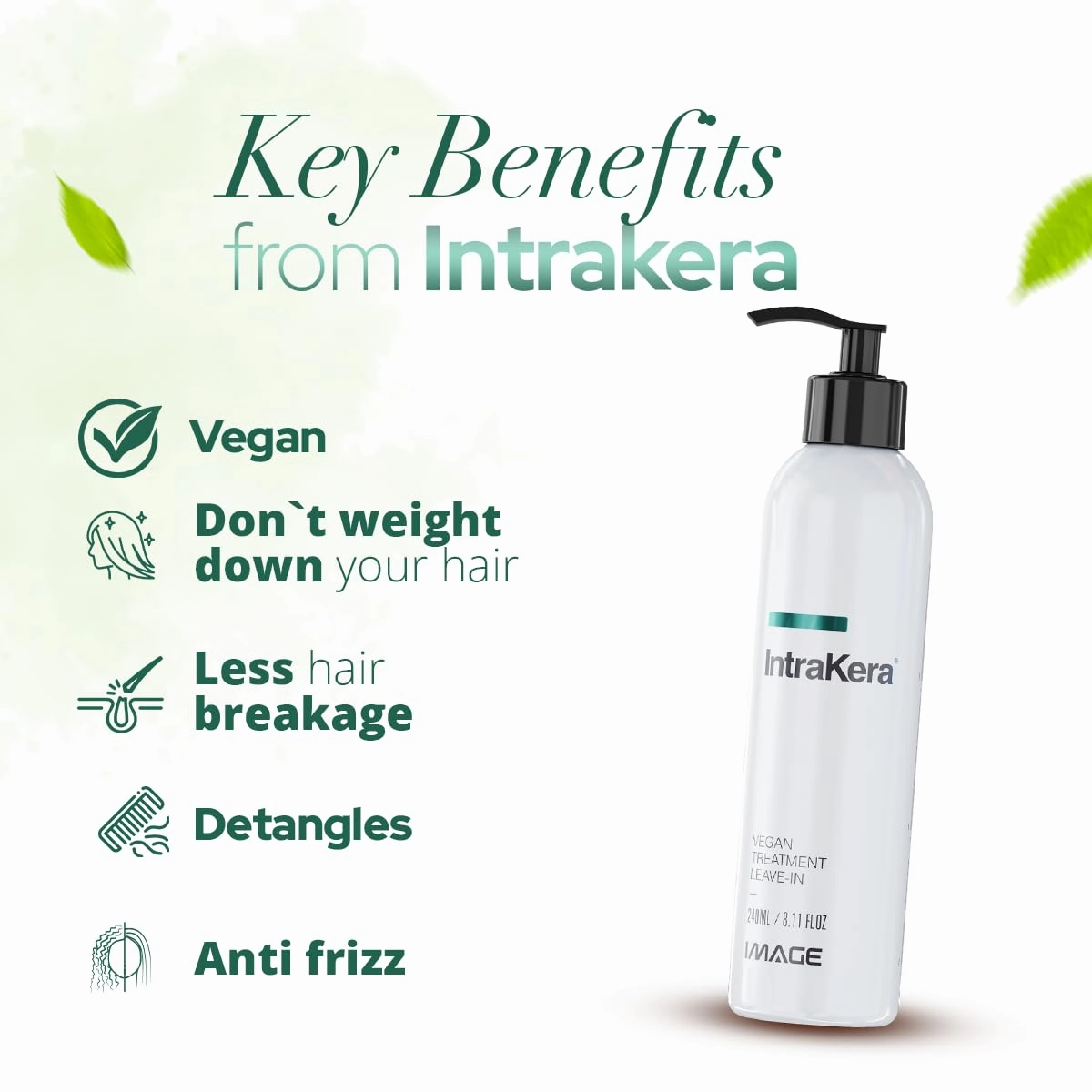 Intrakera Leave-In Conditioner for Frizzy, Curly, and Straight Hair - Stop Washing your Hair Every Day - Keratin Replenisher - Detangler for Dry or Damaged Hair - Dry Damaged Hair