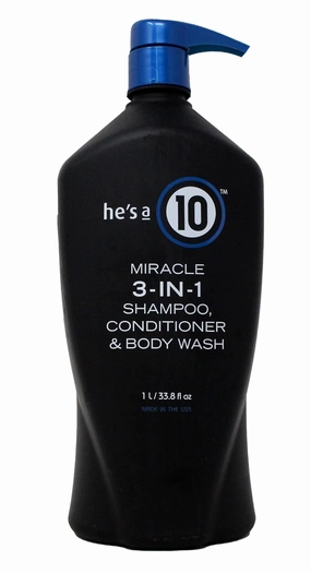 It's a 10 Haircare He's a 10 Miracle 3-IN-1 Shampoo, Conditioner & Body Wash 1 Liter