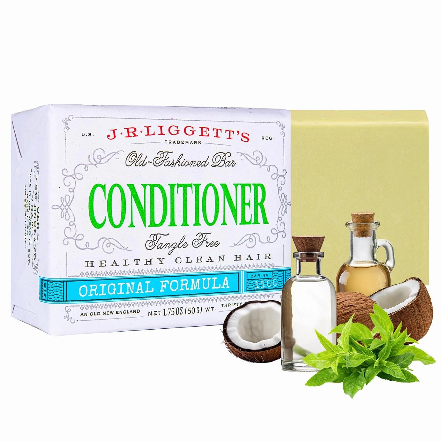 J·R·LIGGETT'S Hair Conditioner Bar - Dry Bar For Curly Hair - Plant Based Ingredients - Zero Waste, Sulfate & Cruelty-Free Conditioner - 1.75 Ounces