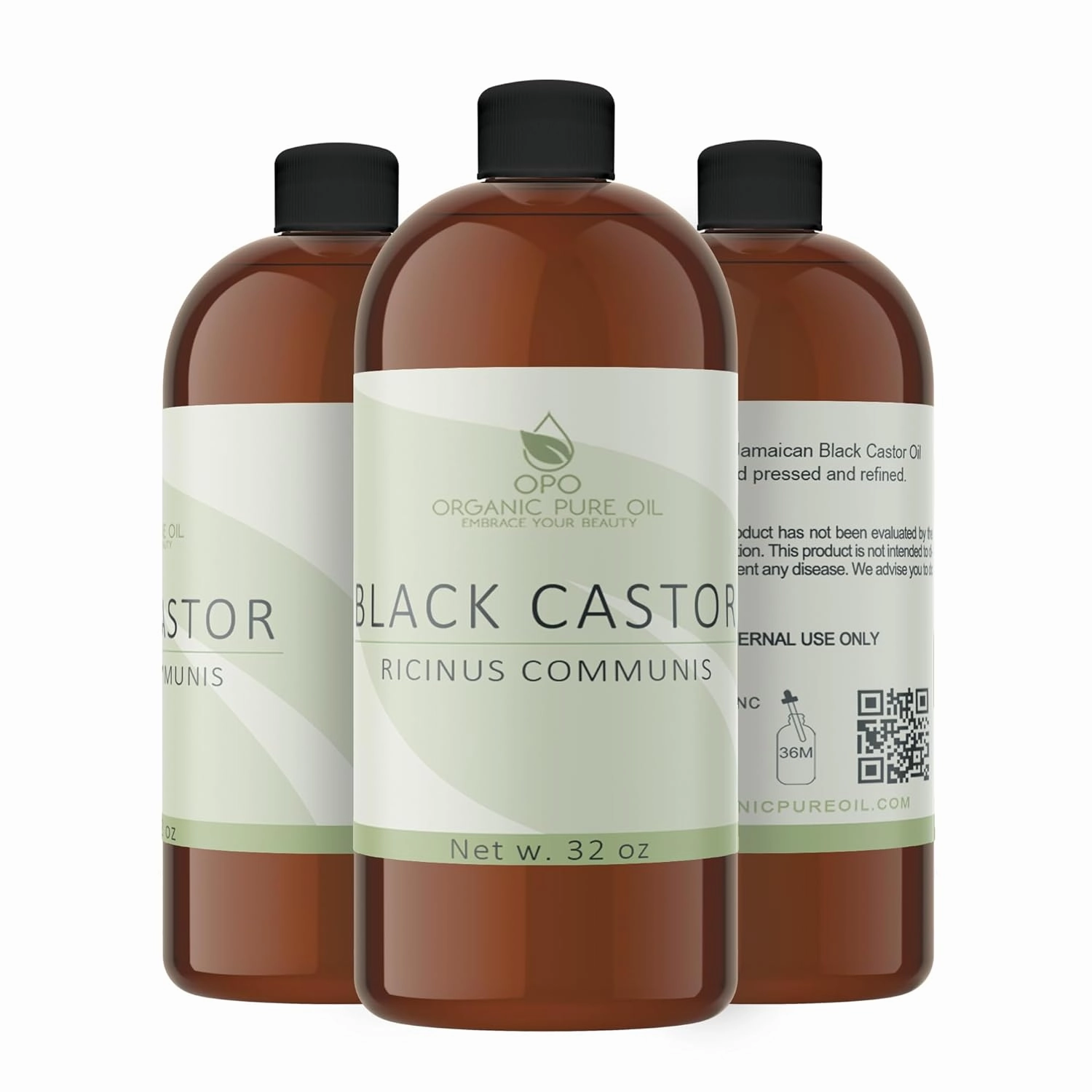 Jamaican Black Castor Oil - 32 OZ Pure, Cold Pressed, Filtered Hexane & Chemical Free, PBA-Free Plastic Caster - Hair Growth, Body, Skin - Brows, Lashes