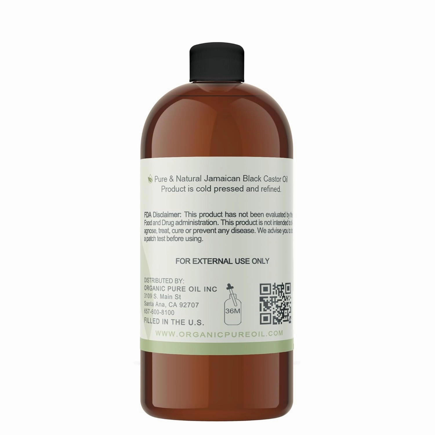 Jamaican Black Castor Oil - 32 OZ Pure, Cold Pressed, Filtered Hexane & Chemical Free, PBA-Free Plastic Caster - Hair Growth, Body, Skin - Brows, Lashes