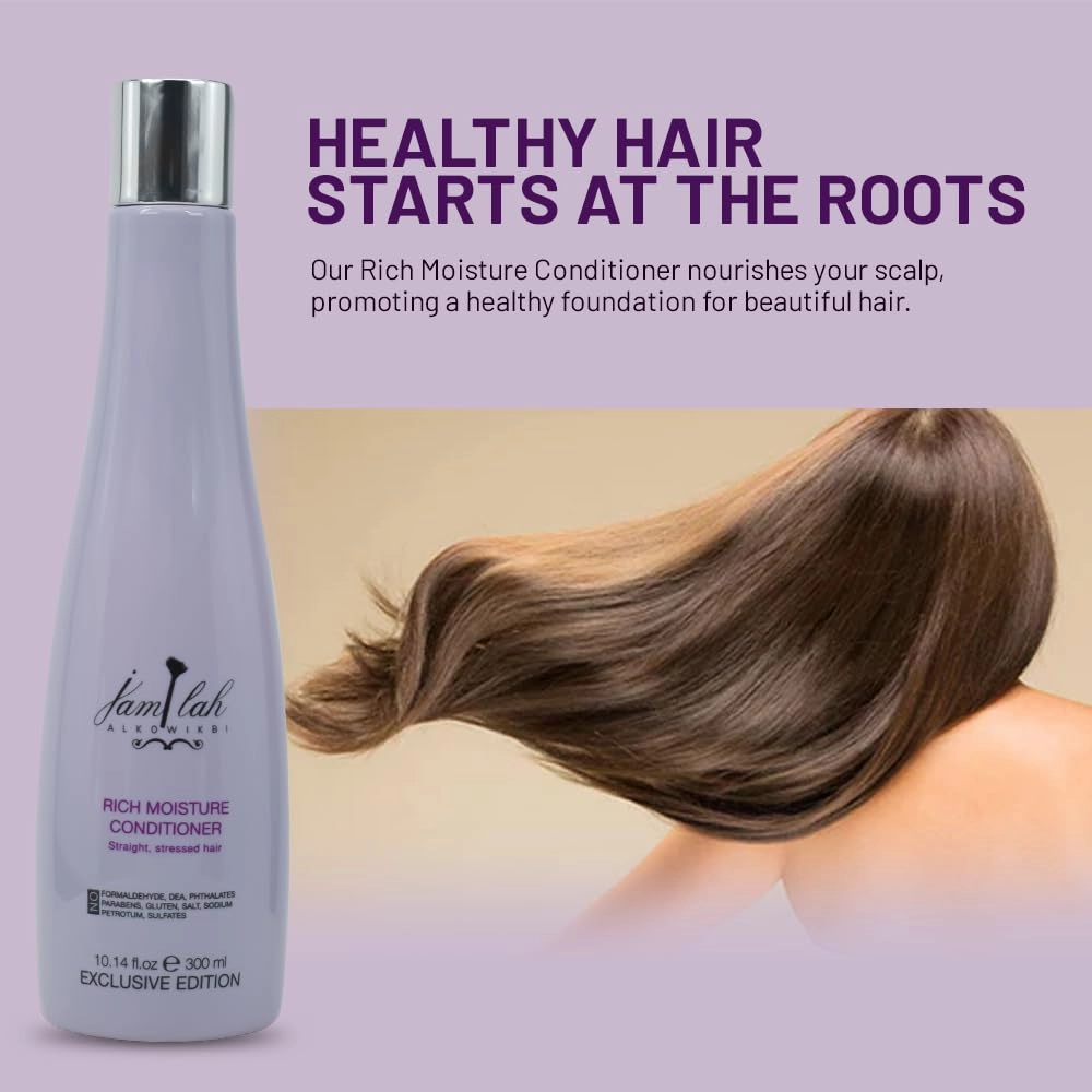jamlah ALKOWIKBI Rich Moisture Conditioner - Intensive Hydration for Silky Smooth Hair - 10.14 OZ