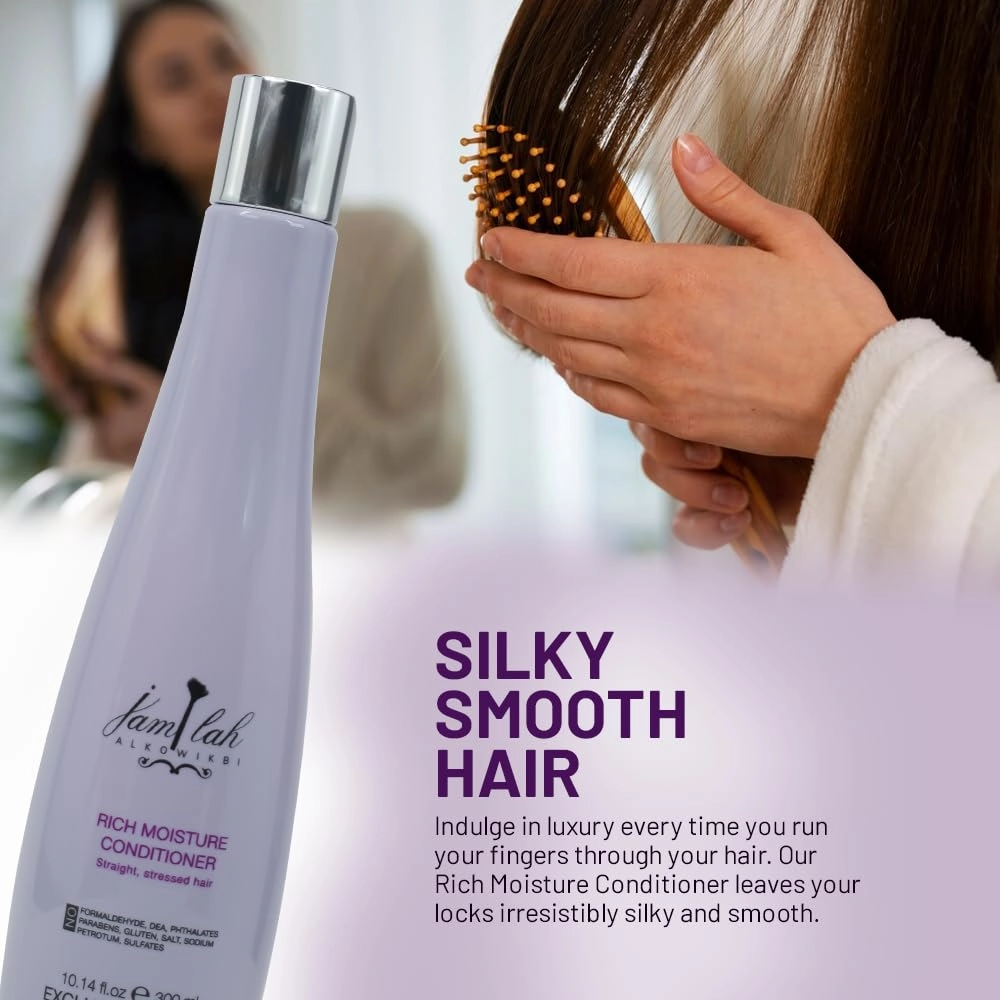 jamlah ALKOWIKBI Rich Moisture Conditioner - Intensive Hydration for Silky Smooth Hair - 10.14 OZ