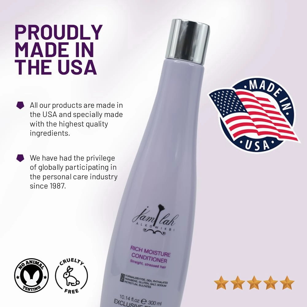jamlah ALKOWIKBI Rich Moisture Conditioner - Intensive Hydration for Silky Smooth Hair - 10.14 OZ
