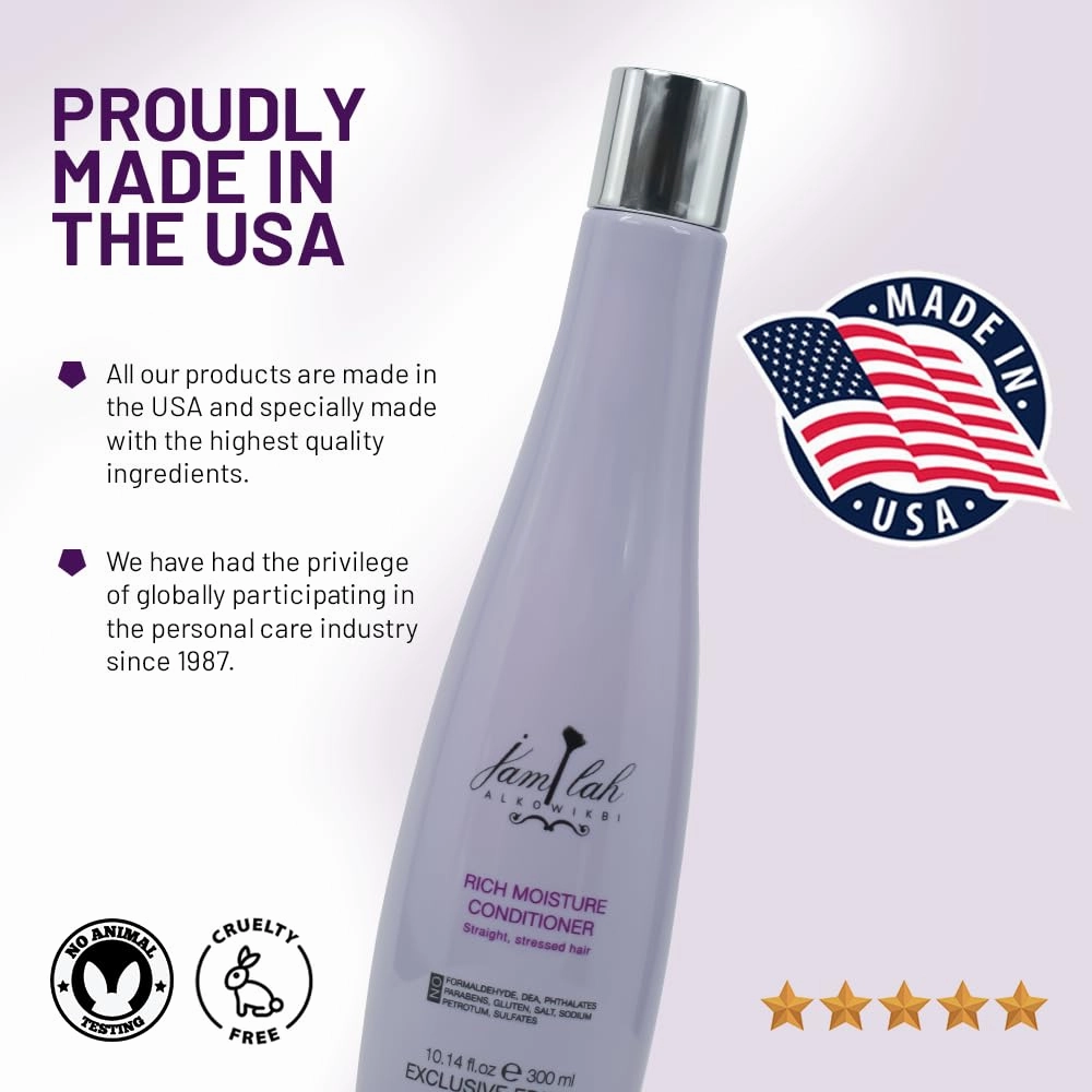 jamlah ALKOWIKBI Rich Moisture Conditioner - Intensive Hydration for Silky Smooth Hair - 10.14 OZ