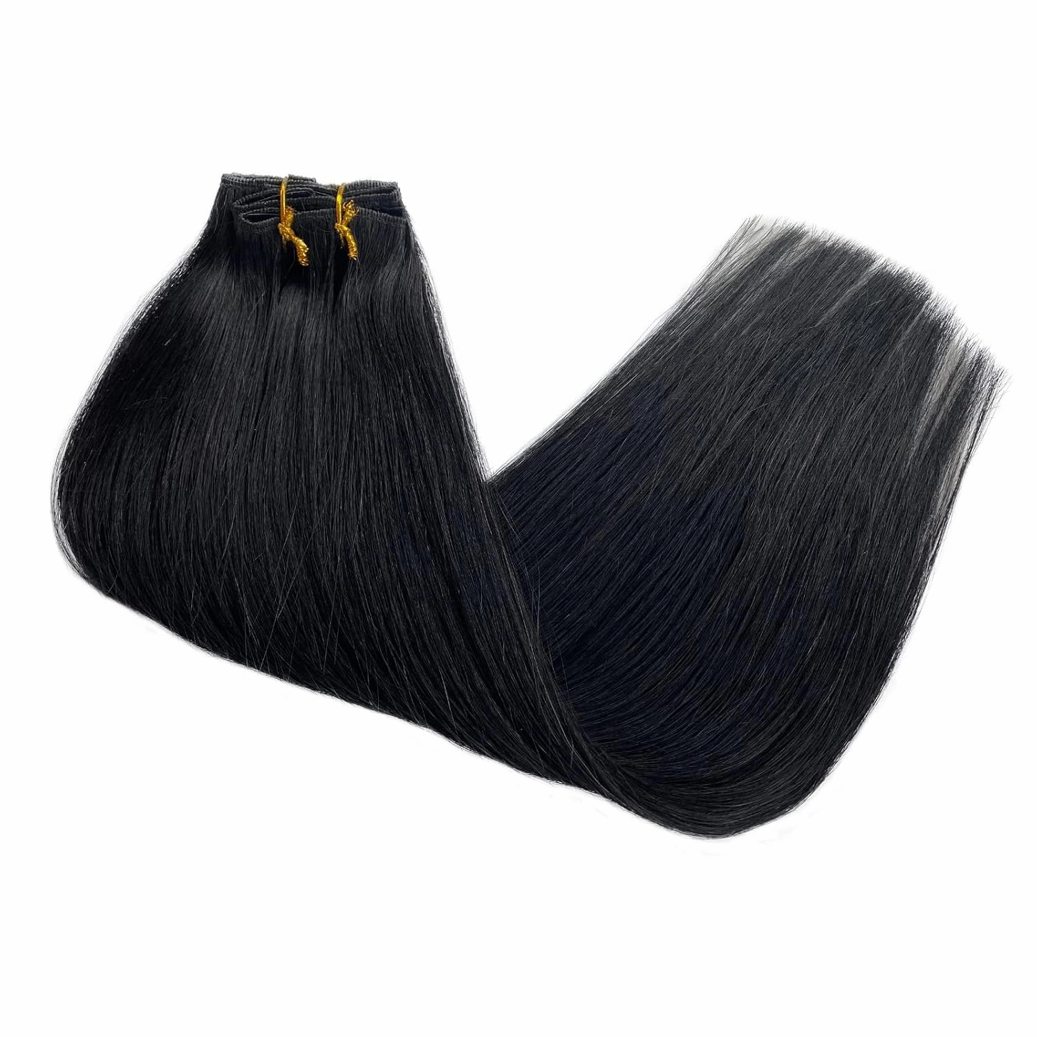 Jet Black Remy Hair Extensions - Clip in Human Hair 100% Real, 18 Inch 70g 5pcs Natural Soft Straight Double Weft Clip in Extensions #1