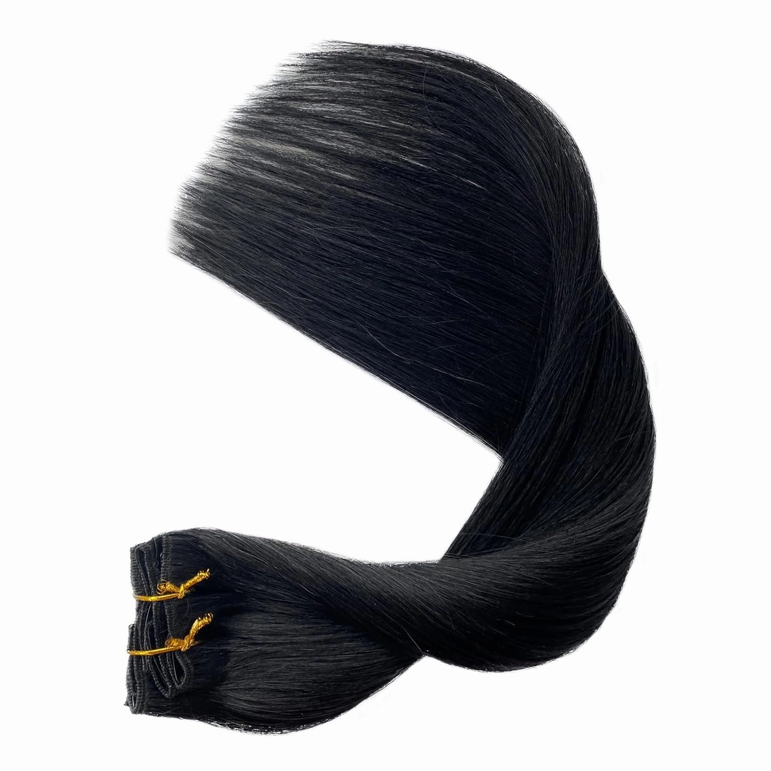 Jet Black Remy Hair Extensions - Clip in Human Hair 100% Real, 18 Inch 70g 5pcs Natural Soft Straight Double Weft Clip in Extensions #1