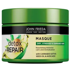 John Frieda Detox & Repair Masque 250 ml, Intensive Deep Conditioner for Dry, Stressed and Damaged Hair, Nourishing Hair Mask with Cannabis Sativa Seed Oil and Avocado