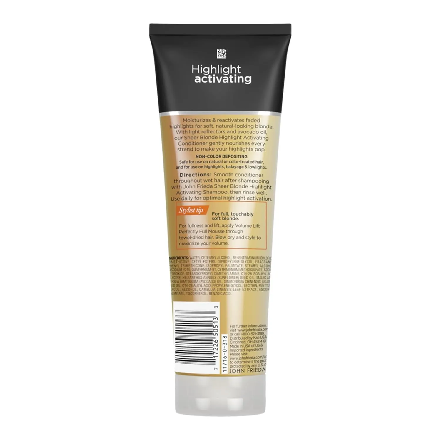 John Frieda Sheer Blonde Highlight Activating Conditioner, Brightening Conditioner for Blonde Hair, Maintains Moisture and Enhances Color with Avocado Oil, 8.45 Oz, Pack of 2