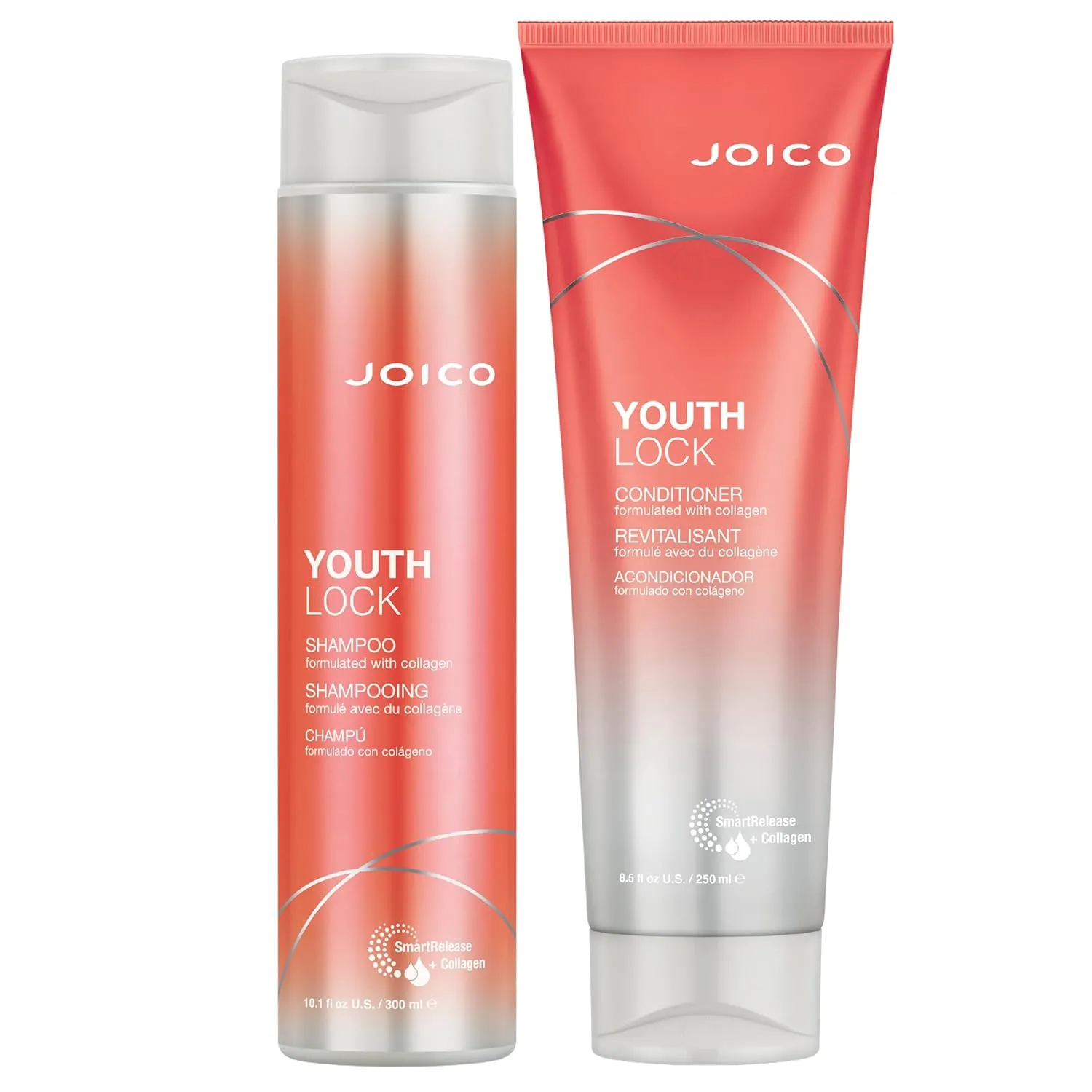 Joico YouthLock Shampoo & Conditioner Set Formulated with Collagen | Youthful Body & Bounce | Reduce Breakage & Frizz | Free of SLS/SLES Sulfates