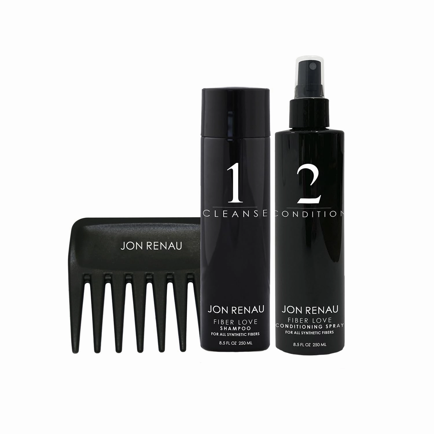 Jon Renau Synthetic Hair Shampoo & Conditioner - Shampoo & Conditioner Set With Wide Tooth Comb
