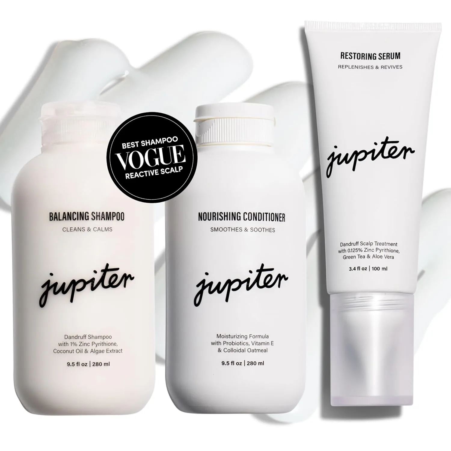 Jupiter Anti-Dandruff Shampoo, Conditioner, & Serum Advanced Set, Physician-Formulated for Dry, Itchy, Oily, Flaky Scalp Care, Color-Safe, Dry Scalp, Sulfate-Free
