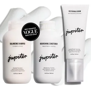 Jupiter Anti-Dandruff Shampoo, Conditioner, & Serum Advanced Set, Physician-Formulated for Dry, Itchy, Oily, Flaky Scalp Care, Color-Safe, Dry Scalp, Sulfate-Free