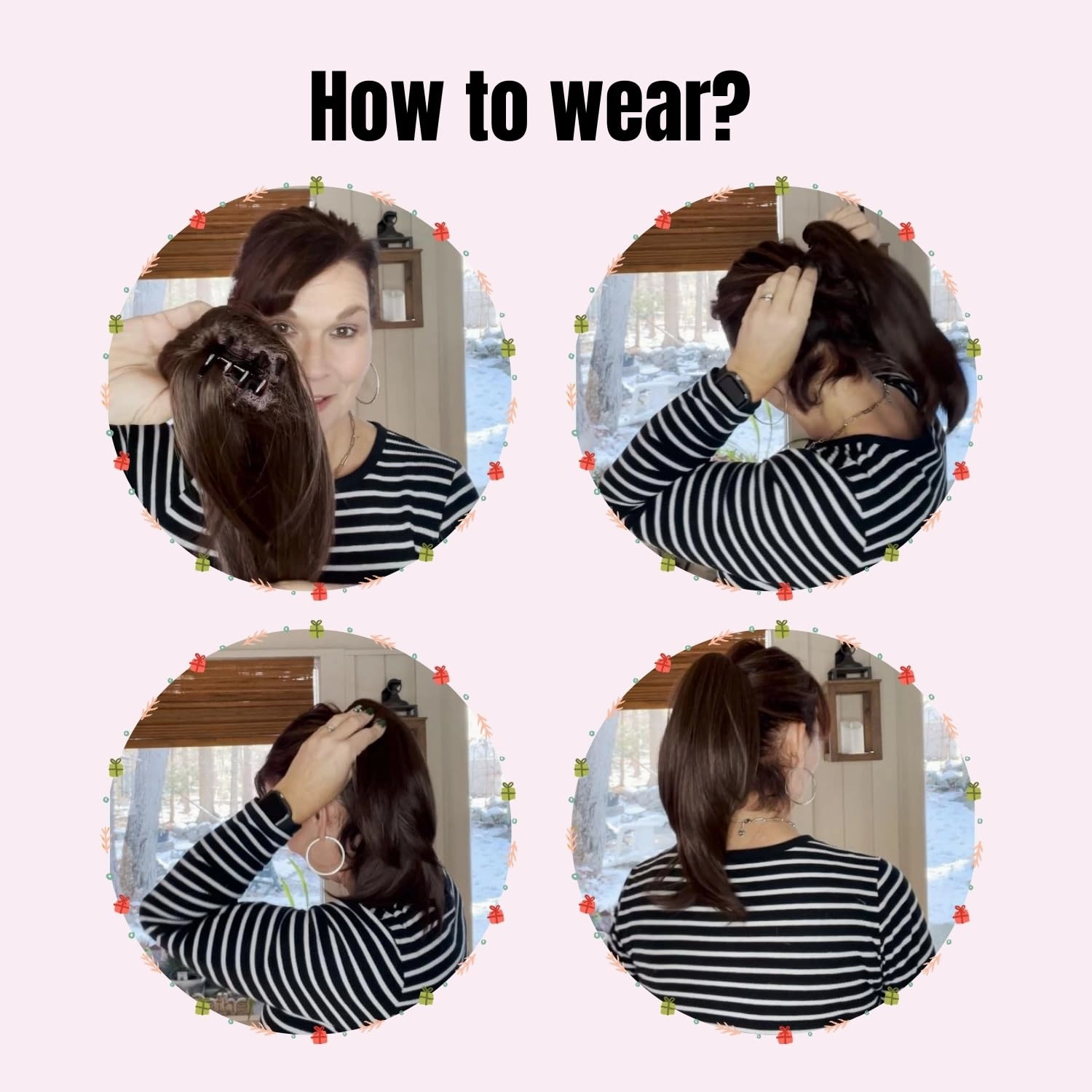 JUVABUN Straight ponytail 15''-Black|Claw Clip In Ponytail Hair Extensions | Synthetic clips pony tails hair extensions |Hair Extensions for Women|Straight ponytail extension real human hair