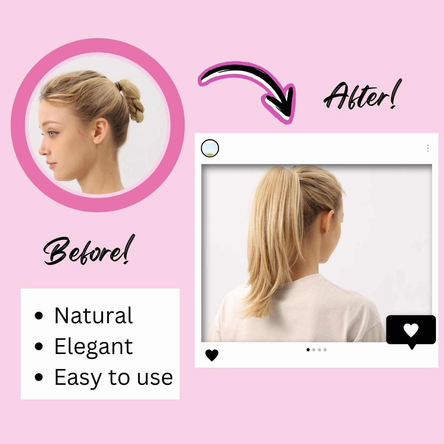 JUVABUN Straight ponytail 15''-Black|Claw Clip In Ponytail Hair Extensions | Synthetic clips pony tails hair extensions |Hair Extensions for Women|Straight ponytail extension real human hair