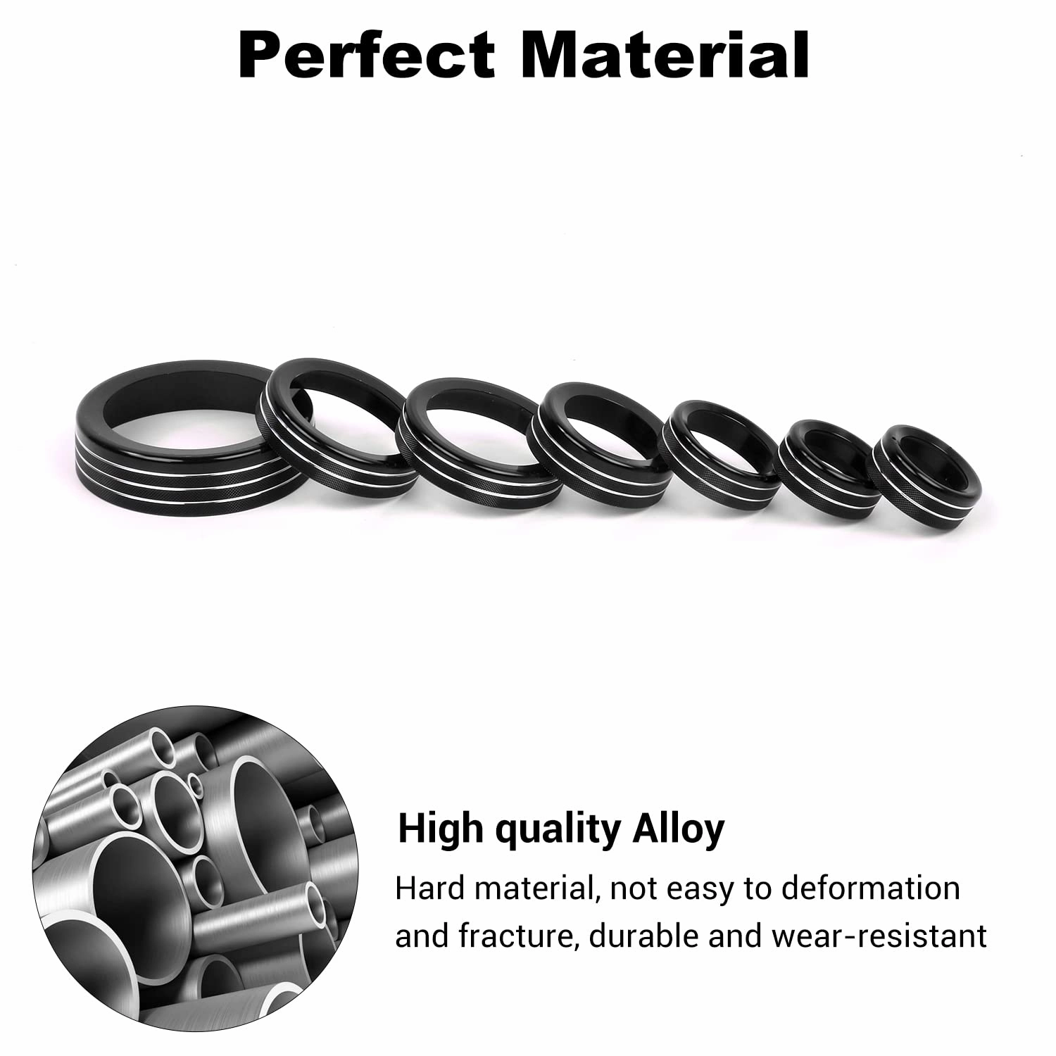 JWWY Air Conditioner Headlight Switch Knob 4WD Wheel Drive Trailer Gear Shift Switch Knob Cover for 2021-2025  Ford Bronco Sport Accessories Aluminum Alloy 7PCS Black（Don't fit Bronco）